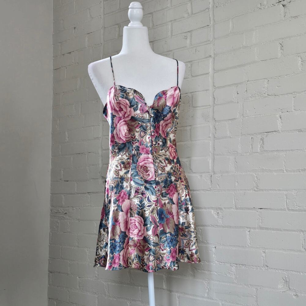 Vintage Victoria's Secret Gold Label┃ Floral Satin Slip Dress┃ Small ┃Fairycore
